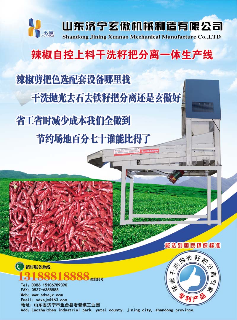 辣椒自控上料干洗籽把分離一體生產(chǎn)線